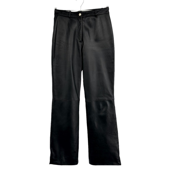 St. John Sport Straight Leg Buttery Black Leather Pants Size 4 - Picture 1 of 10